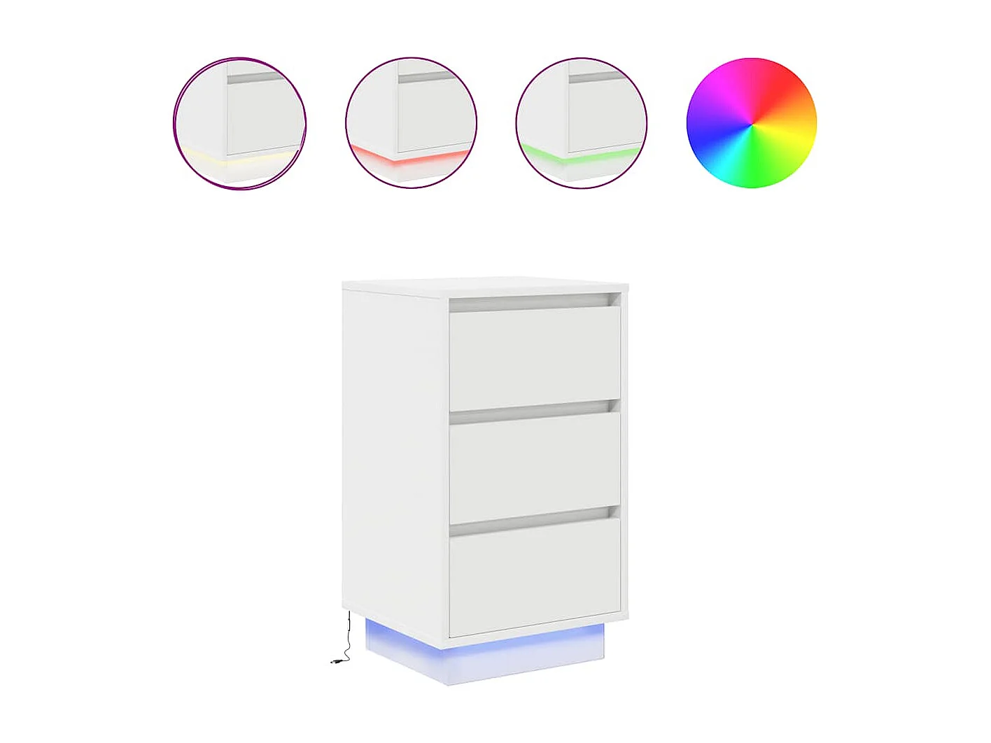 Nachttisch-Beistelltisch mit LED-Leuchten Weiß 38x34x65 cm SHL309