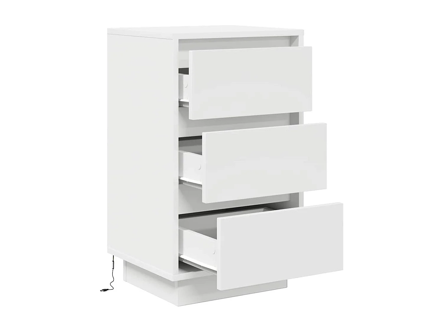 Nachttisch-Beistelltisch mit LED-Leuchten Weiß 38x34x65 cm SHL309