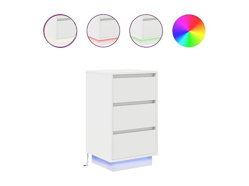 Table de chevet Étroite-Table d'appoint avec Éclairage LED blanc 38x34x65 cm