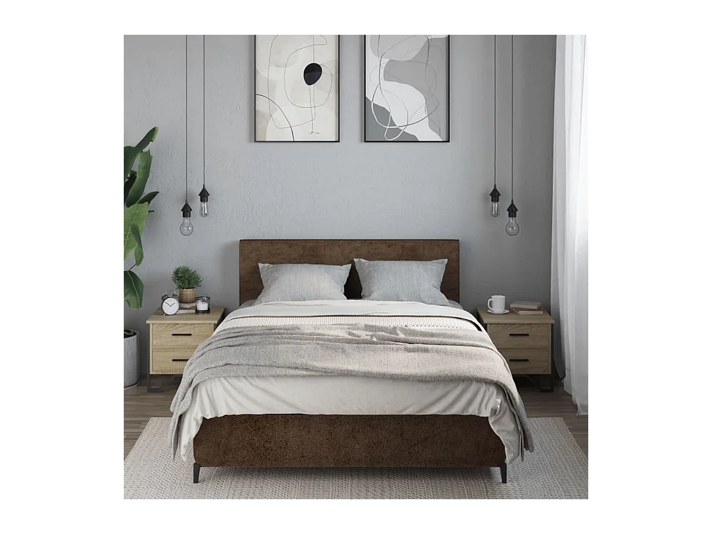 Mesitas de noche | Mesilla de noche 2 uds madera ingeniería roble Sonoma 40x41x40 cm