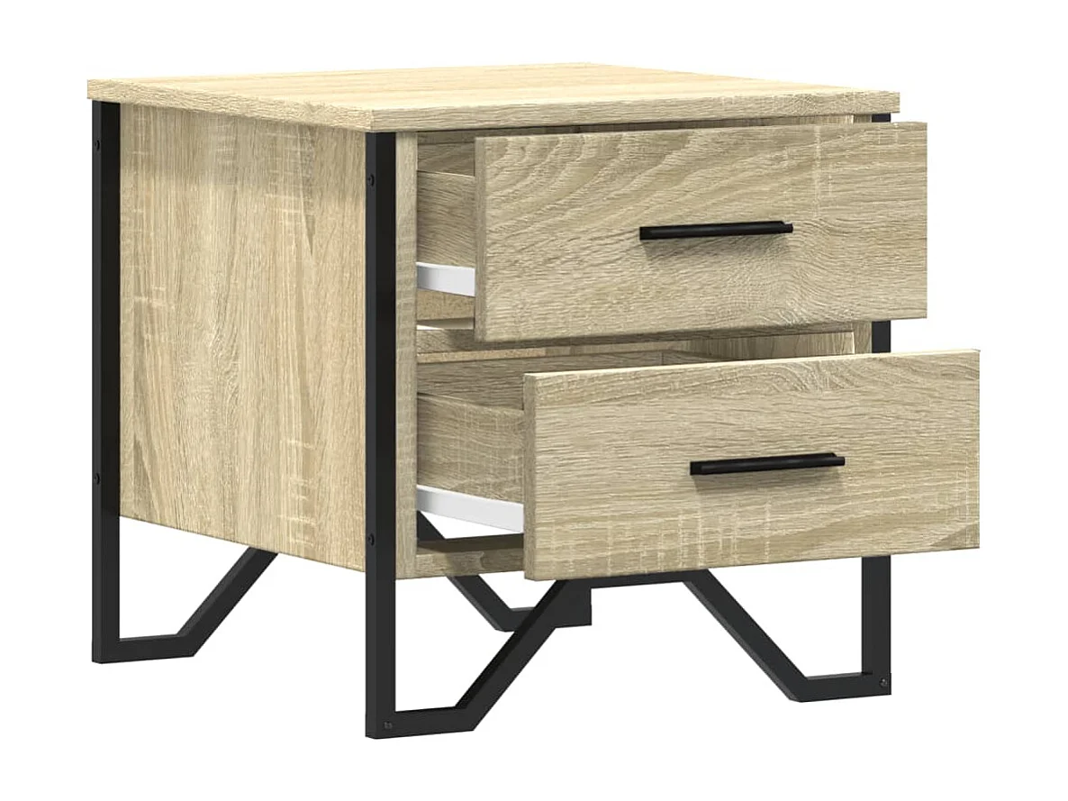 Mesitas de noche | Mesilla de noche 2 uds madera ingeniería roble Sonoma 40x41x40 cm