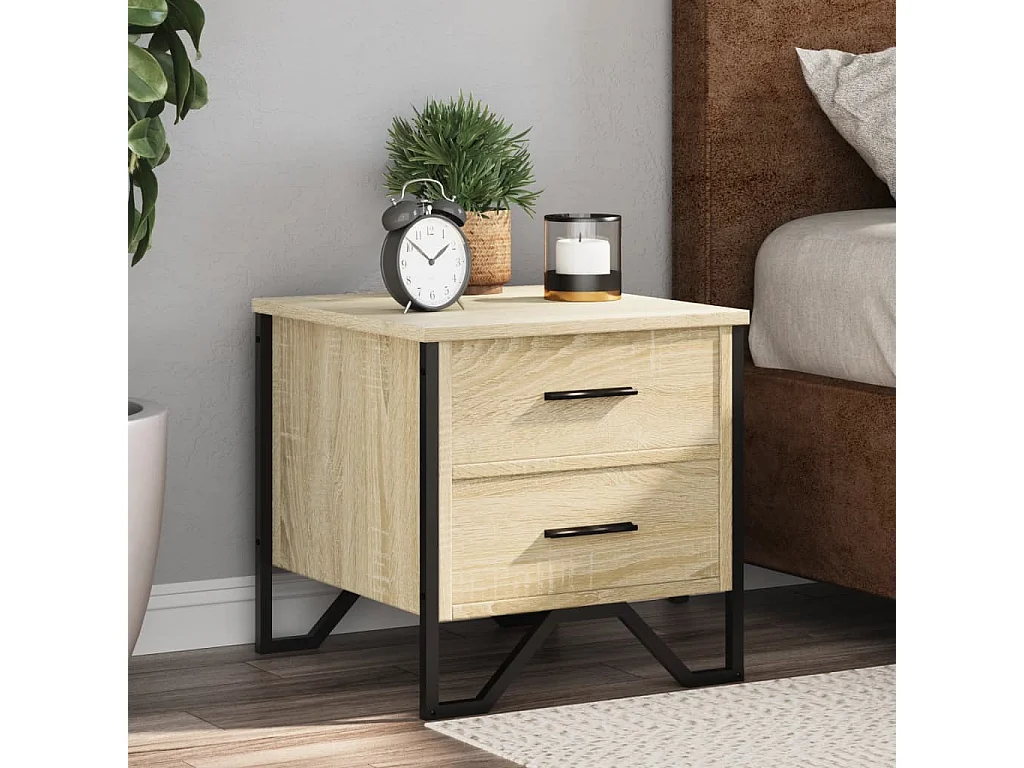 Nachttisch 2er Set-Beistelltisch-Nachttischkommode Sonoma-Eiche 40x41x40 cm Holzwerkstoff SHL83445