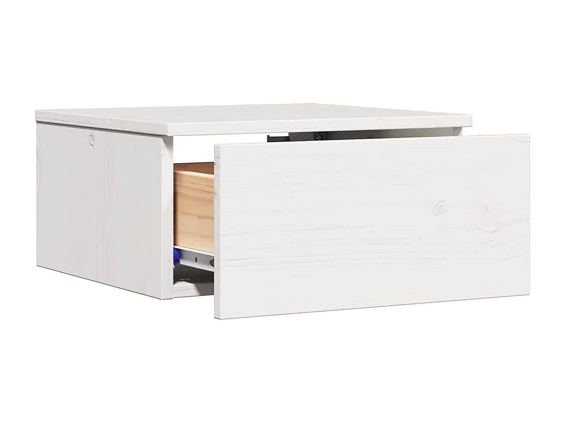 Mesa de Noche | Mesa auxiliar Blanco 37x35x18.5 cm Madera maciza de pino