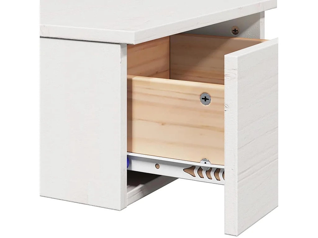 Mesa de Noche | Mesa auxiliar Blanco 37x35x18.5 cm Madera maciza de pino