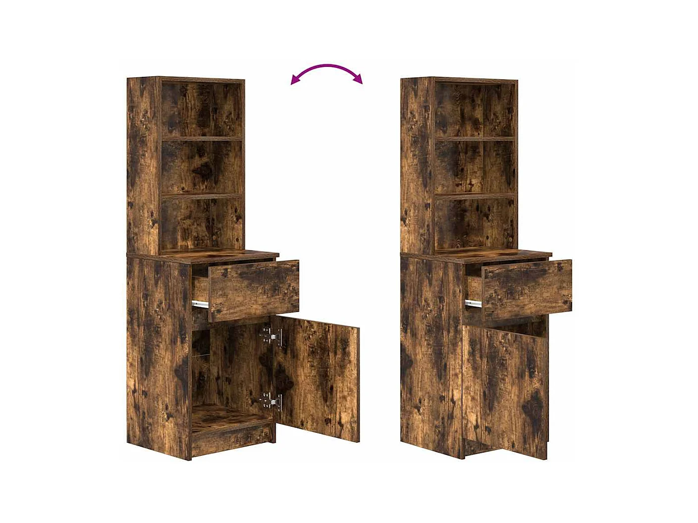 Table de chevet Étroite-Table d'appoint chêne fumé 39x35x125 cm bois d'ingénierie