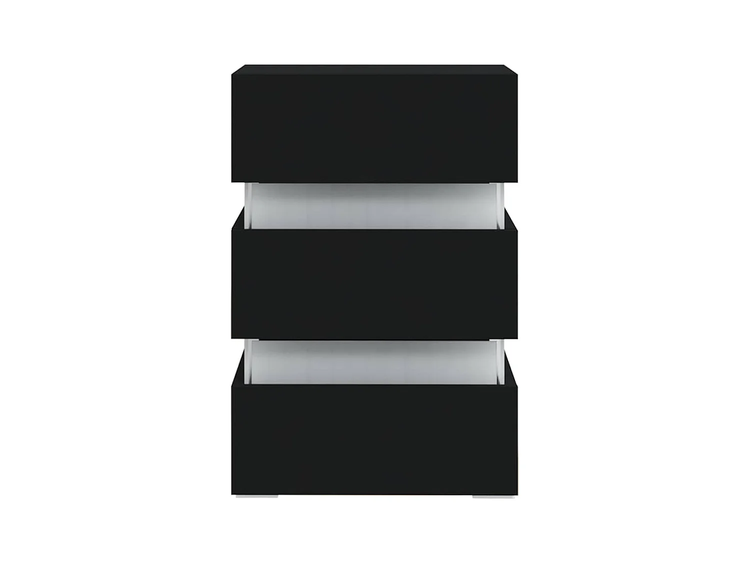 Mesita de noche | Mesilla de noche luz LED madera de ingeniería negra 45x35x67 cm