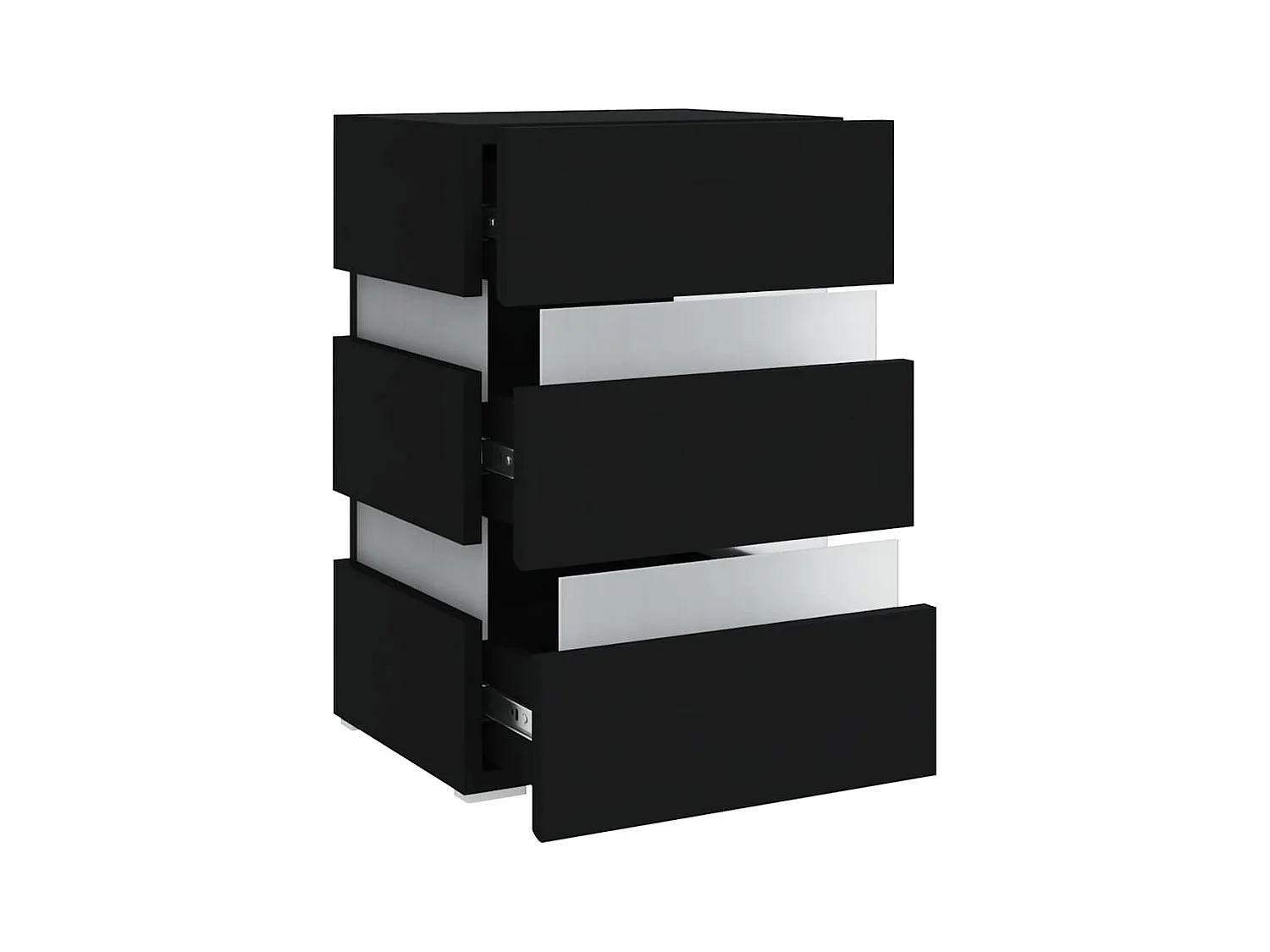 Mesita de noche | Mesilla de noche luz LED madera de ingeniería negra 45x35x67 cm