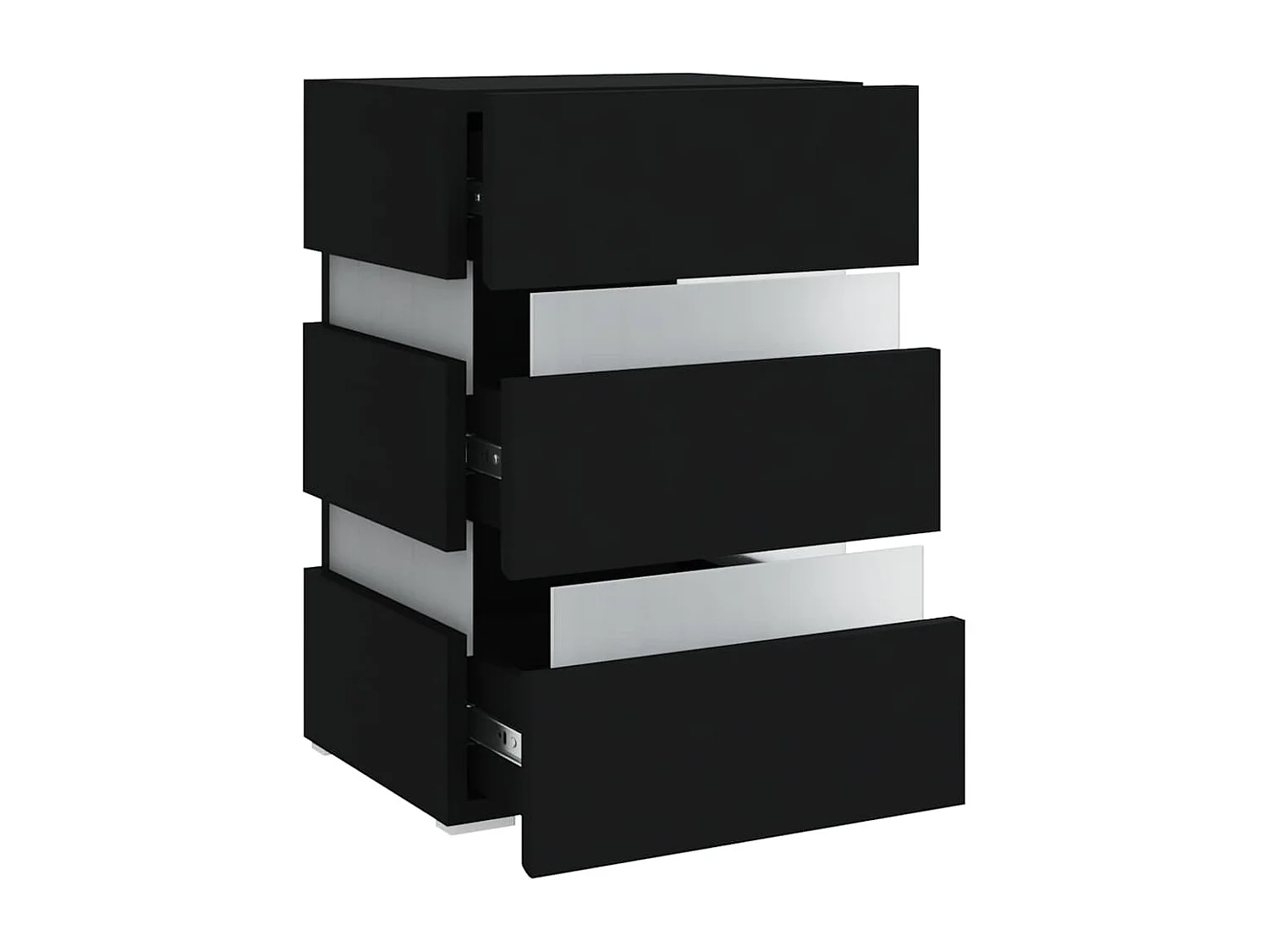 Mesita de noche | Mesilla de noche luz LED madera de ingeniería negra 45x35x67 cm