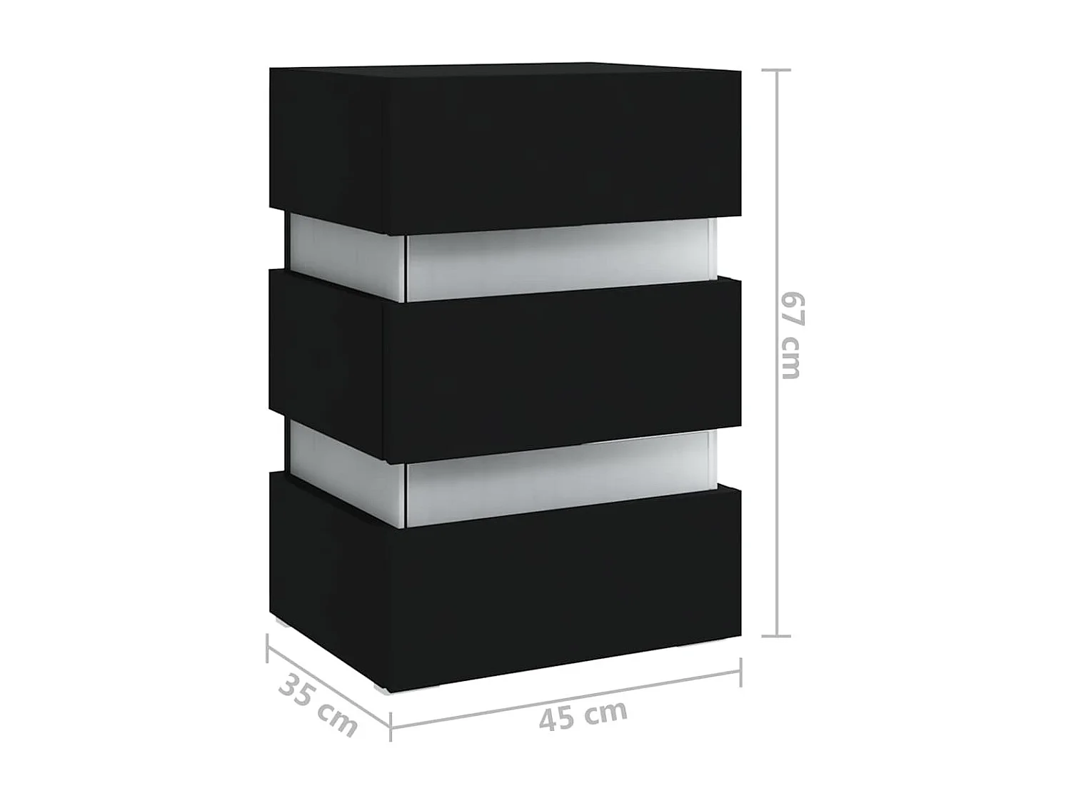 Mesita de noche | Mesilla de noche luz LED madera de ingeniería negra 45x35x67 cm