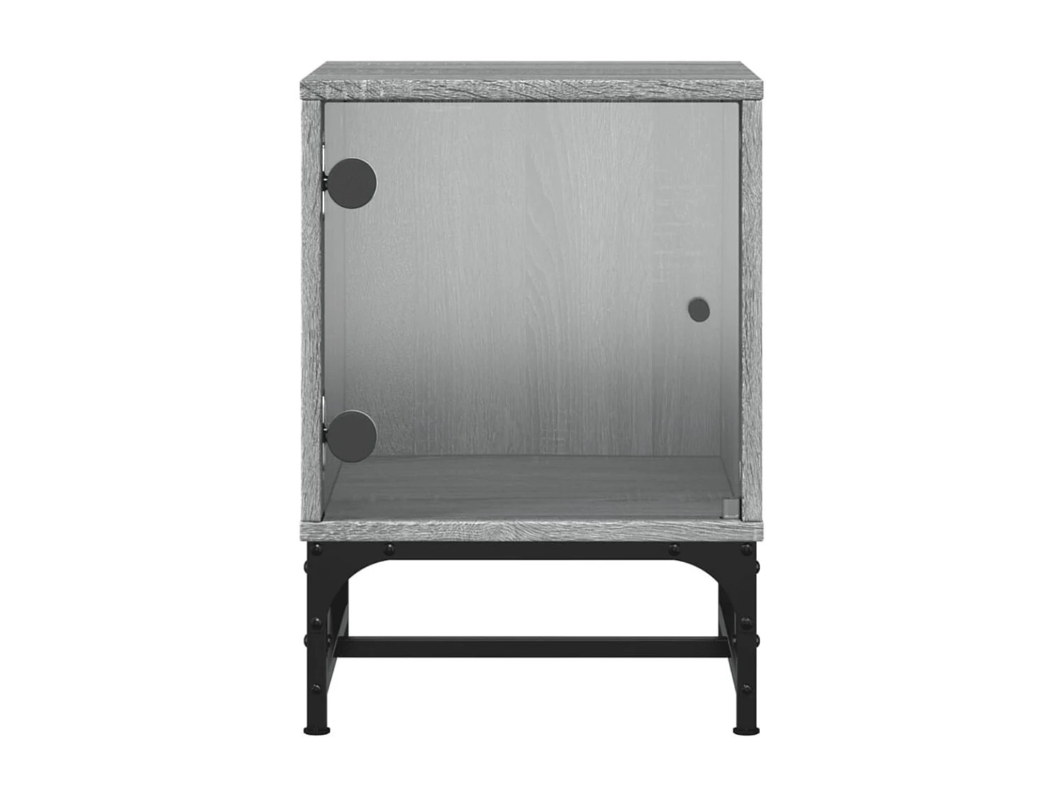 Mesita de noche | Mesilla de noche con puerta de vidrio gris Sonoma 35x37x50 cm