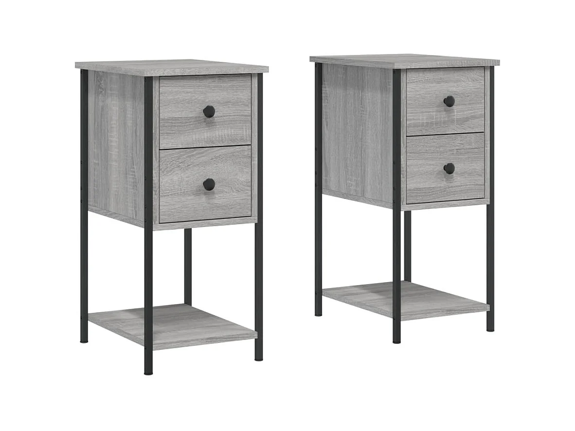 Mesitas de noche | Mesilla de noche 2 uds madera de ingeniería gris 32x42x70 cm