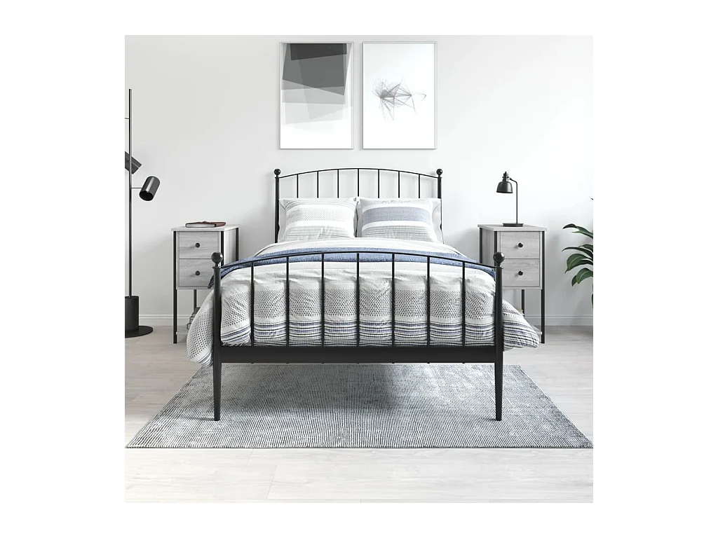 Mesitas de noche | Mesilla de noche 2 uds madera de ingeniería gris 32x42x70 cm