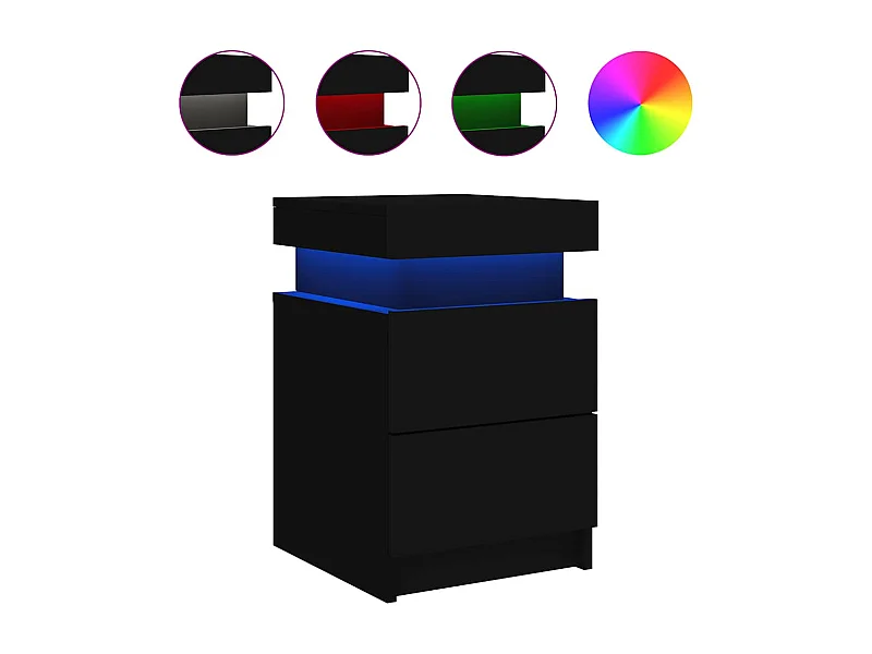 Mesita de noche | Mesilla de noche con luces LED negro 35x39x55 cm