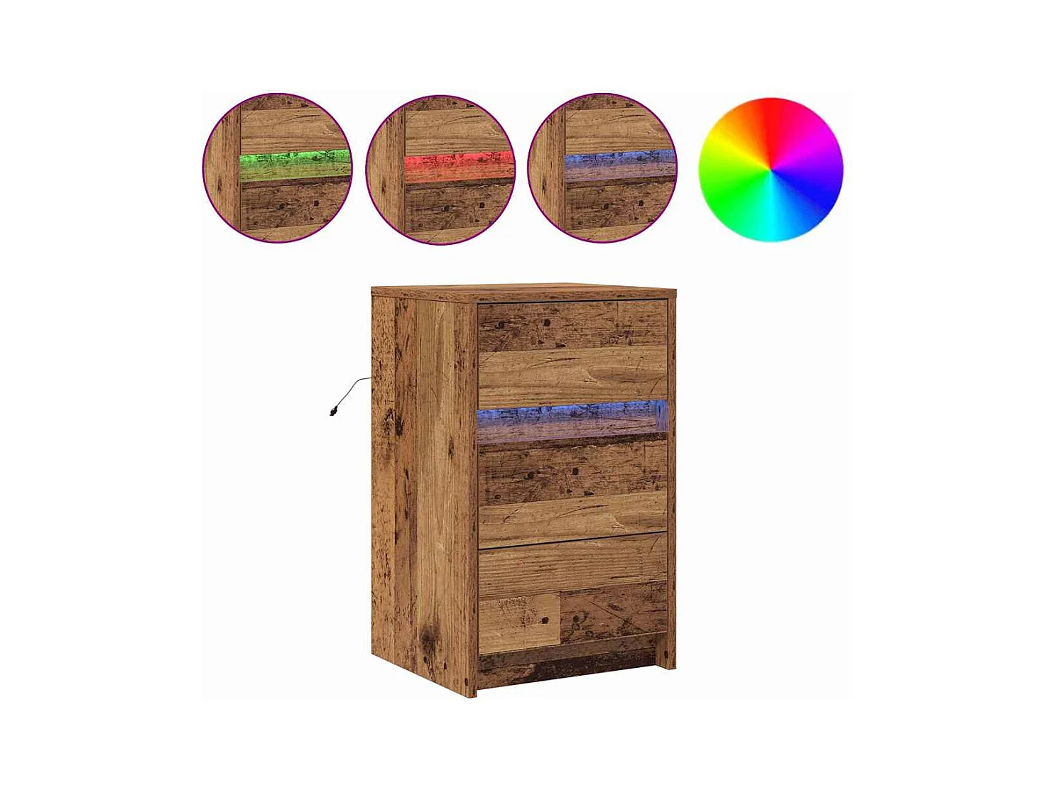 Mesita de Noche | Armario de Noche con cajón con Madera vieja 38x34x61 cm