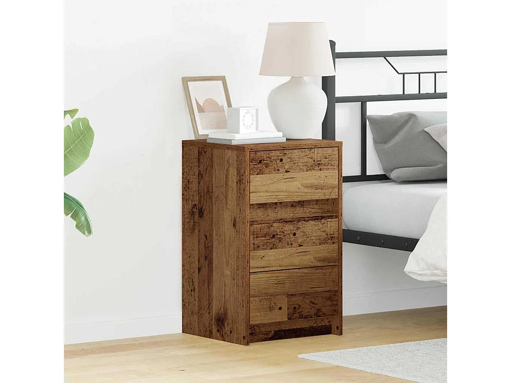 Mesita de Noche | Armario de Noche con cajón con Madera vieja 38x34x61 cm
