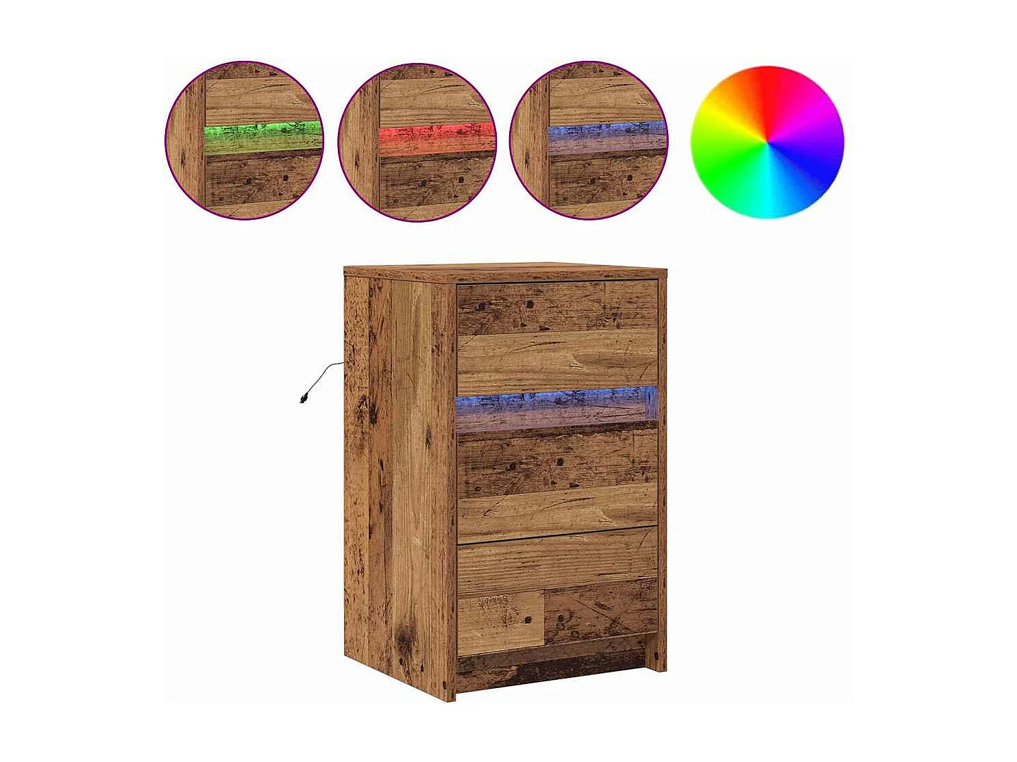 Mesita de Noche | Armario de Noche con cajón con Madera vieja 38x34x61 cm