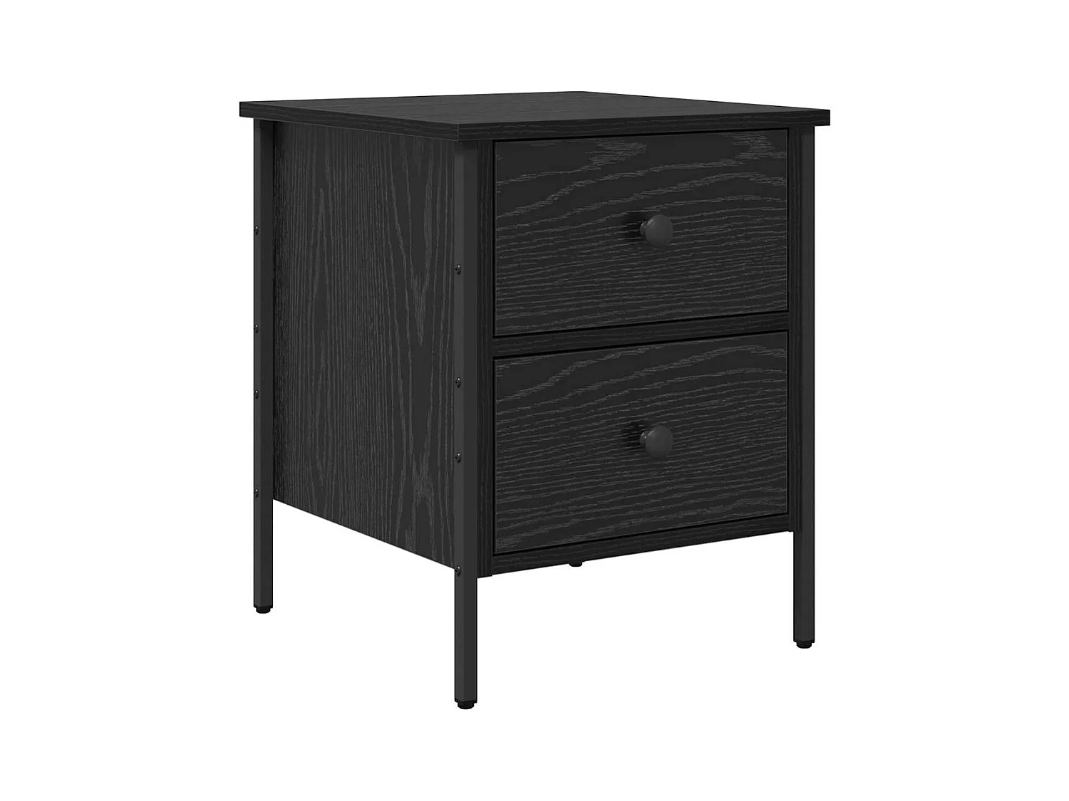 Mesita de Noche | Mesa auxiliar con cajón Roble negro 40x42x50 cm