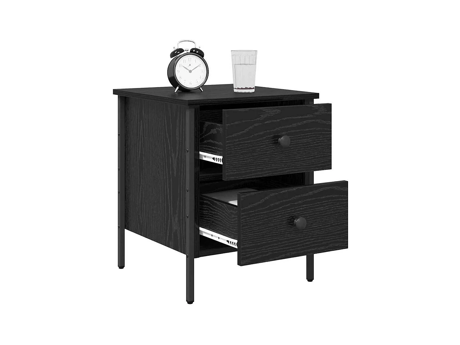 Mesita de Noche | Mesa auxiliar con cajón Roble negro 40x42x50 cm