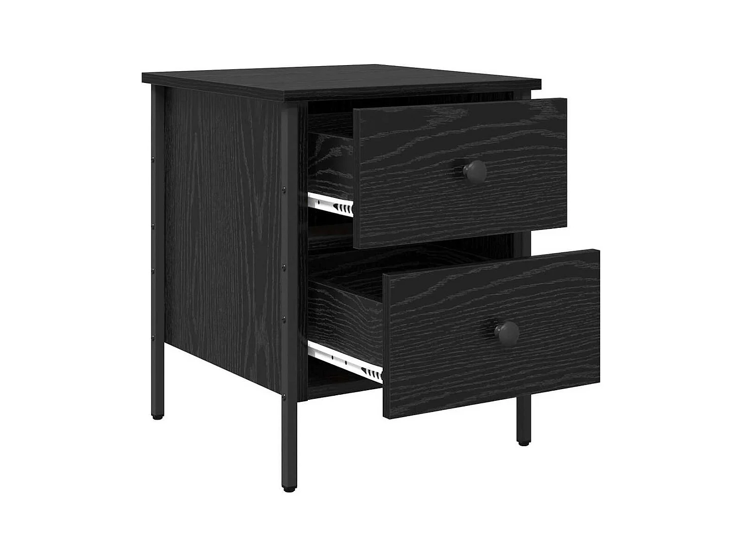 Mesita de Noche | Mesa auxiliar con cajón Roble negro 40x42x50 cm