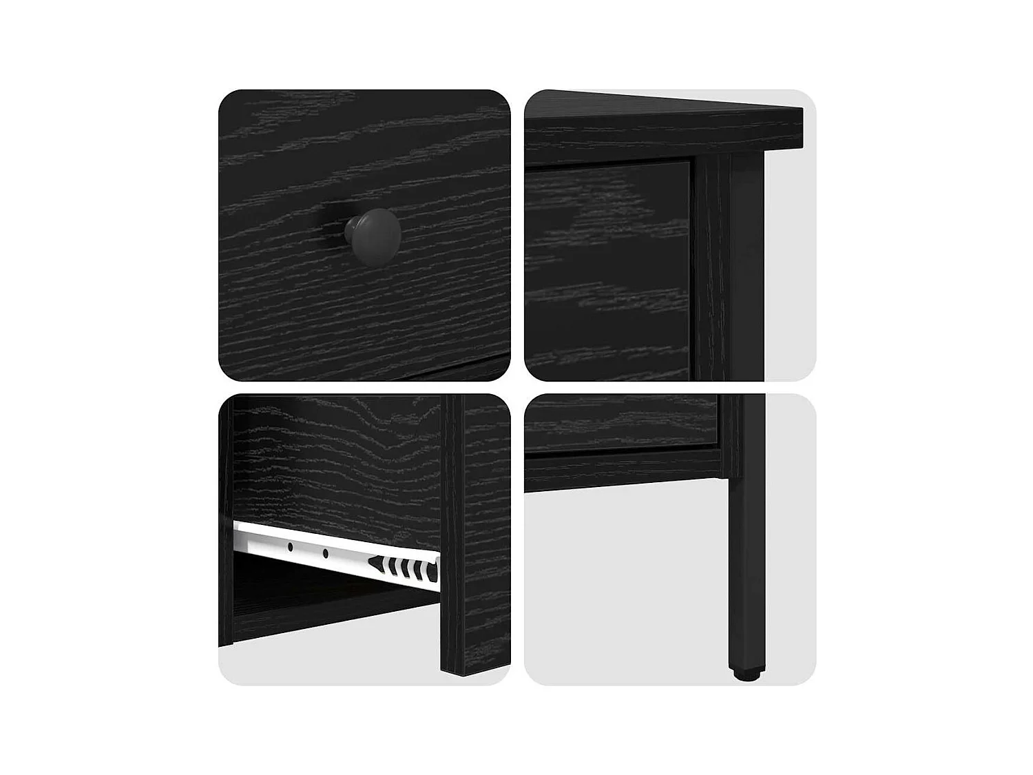 Mesita de Noche | Mesa auxiliar con cajón Roble negro 40x42x50 cm