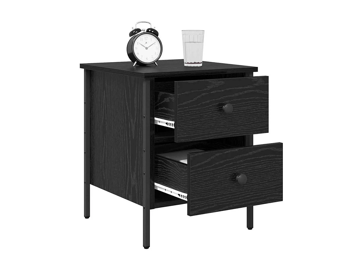 Mesita de Noche | Mesa auxiliar con cajón Roble negro 40x42x50 cm