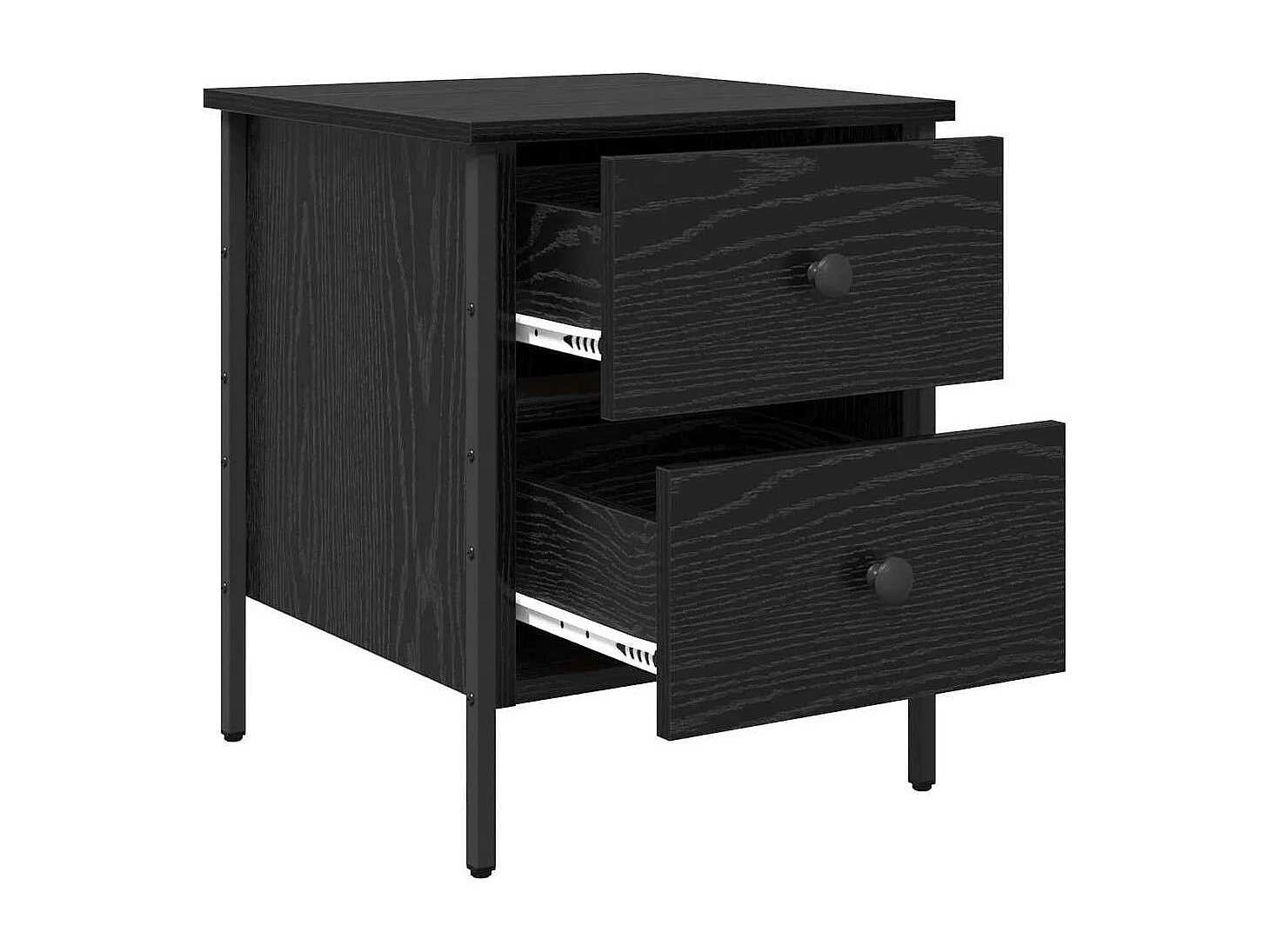 Mesita de Noche | Mesa auxiliar con cajón Roble negro 40x42x50 cm