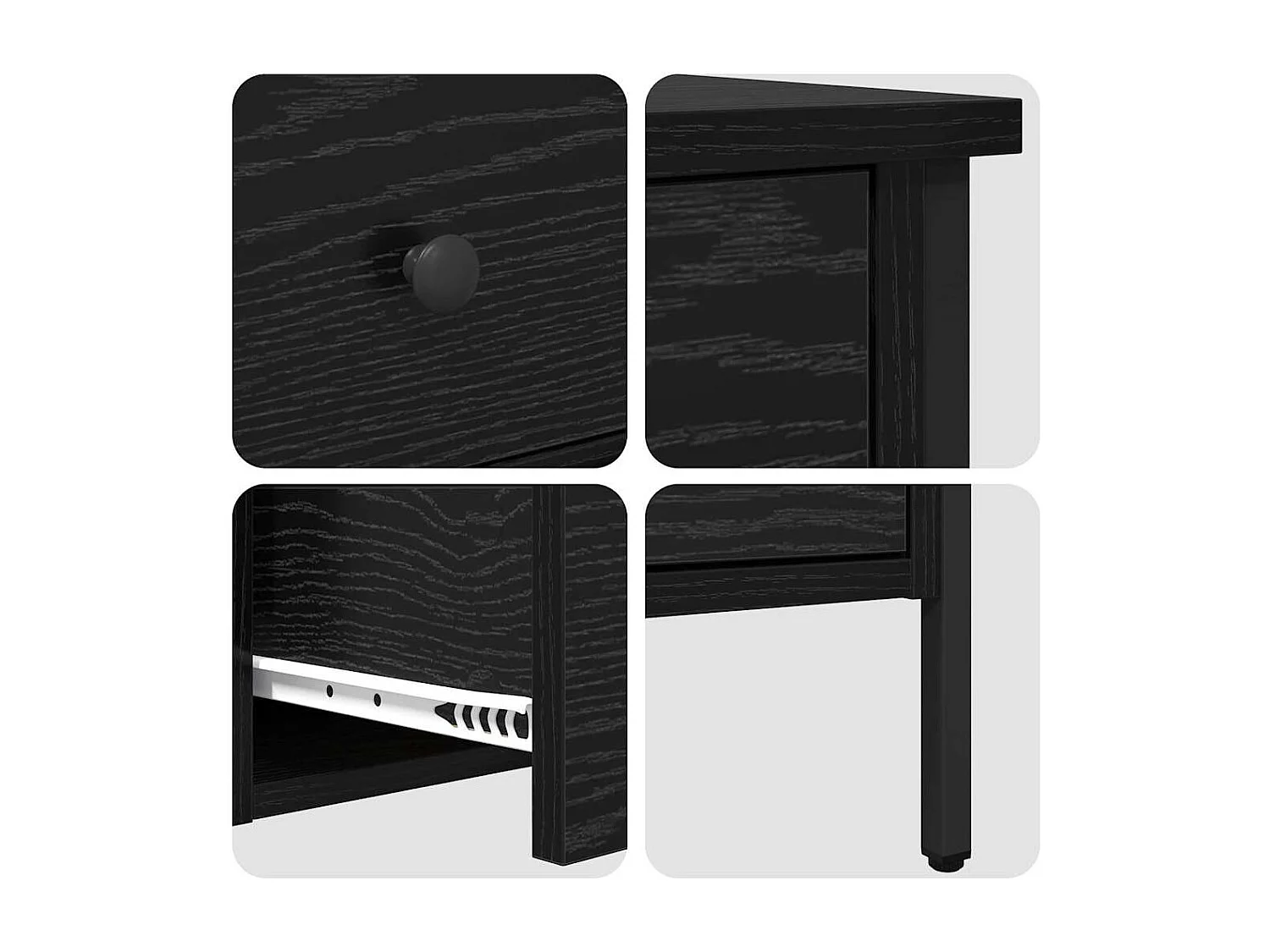 Mesita de Noche | Mesa auxiliar con cajón Roble negro 40x42x50 cm