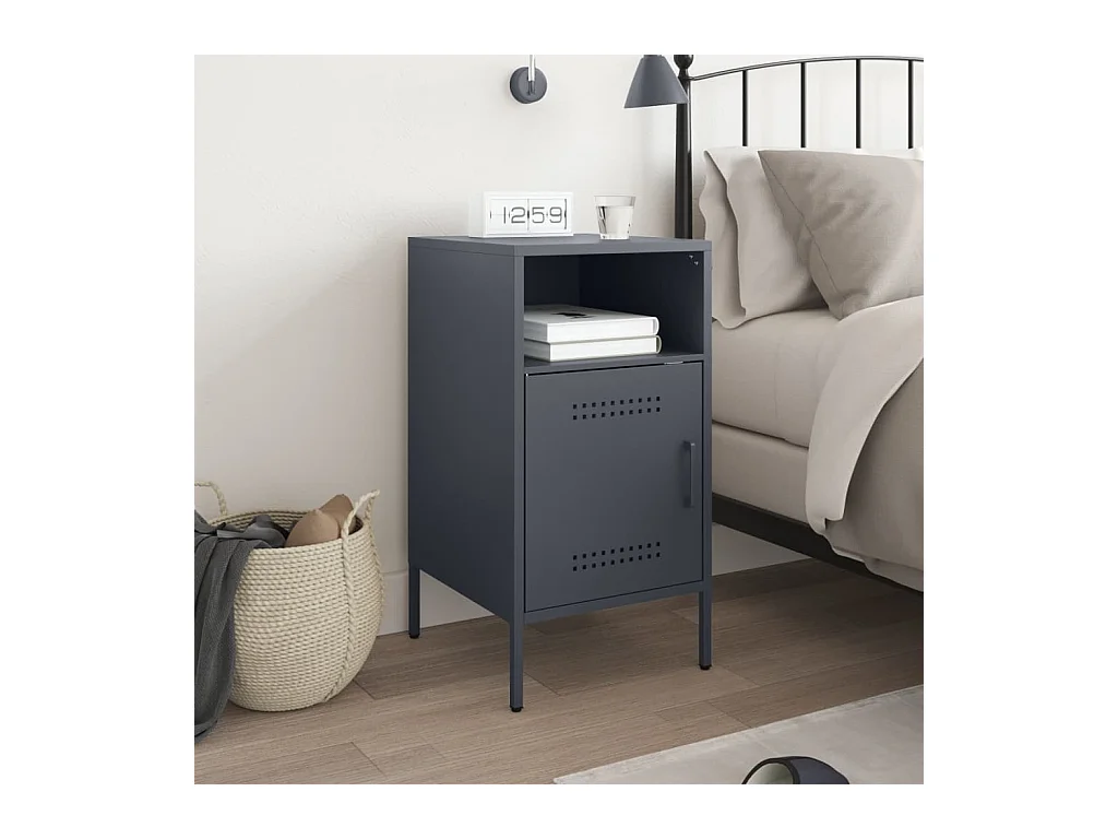 Table de chevet Étroite-Table d'appoint-Table de nuit anthracite 36x39x68 cm acier