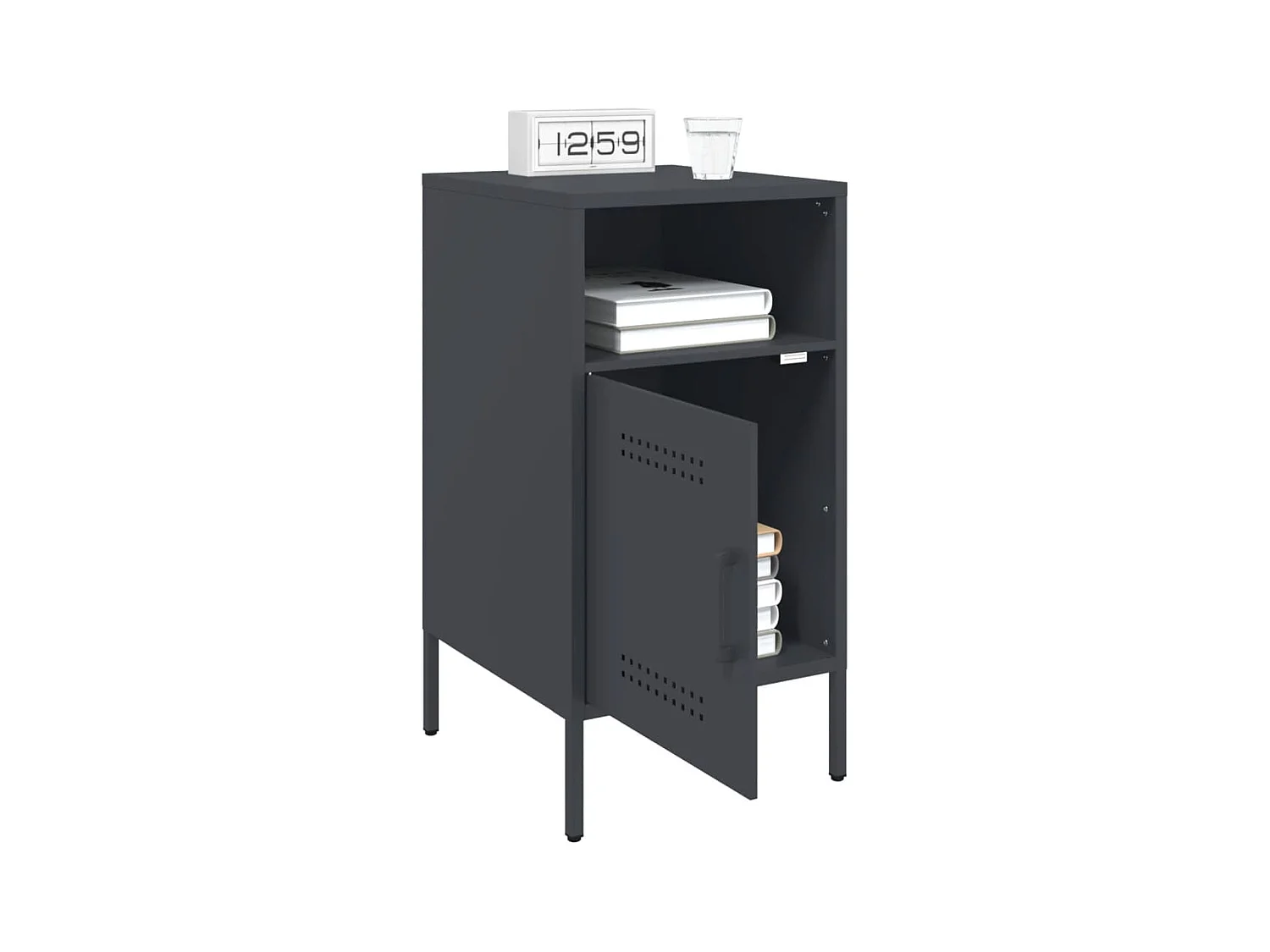 Table de chevet Étroite-Table d'appoint-Table de nuit anthracite 36x39x68 cm acier