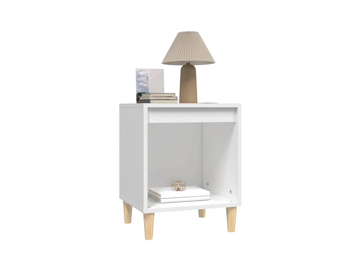 Tables de chevet lot de 2 avec compartiments ouverts Blanc 40x35x50 cm