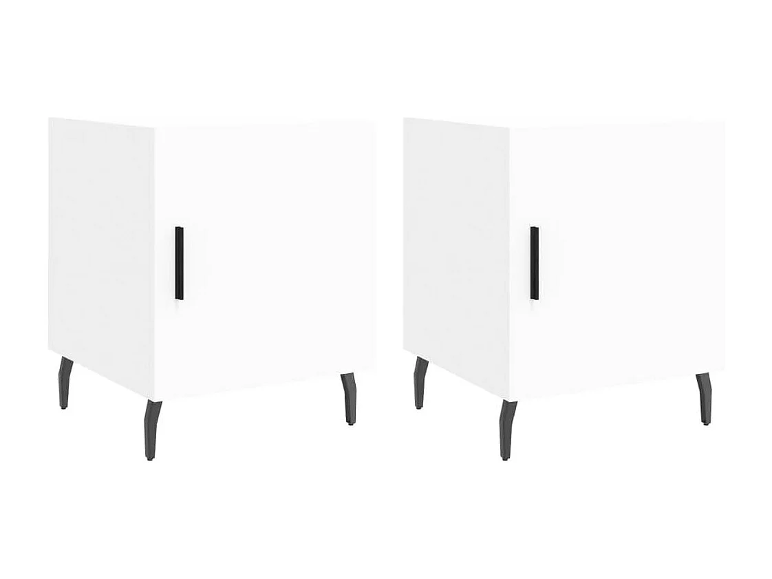 Lot de 2 Tables de chevet avec rangement blanc 40x40x50 cm bois d’ingénierie