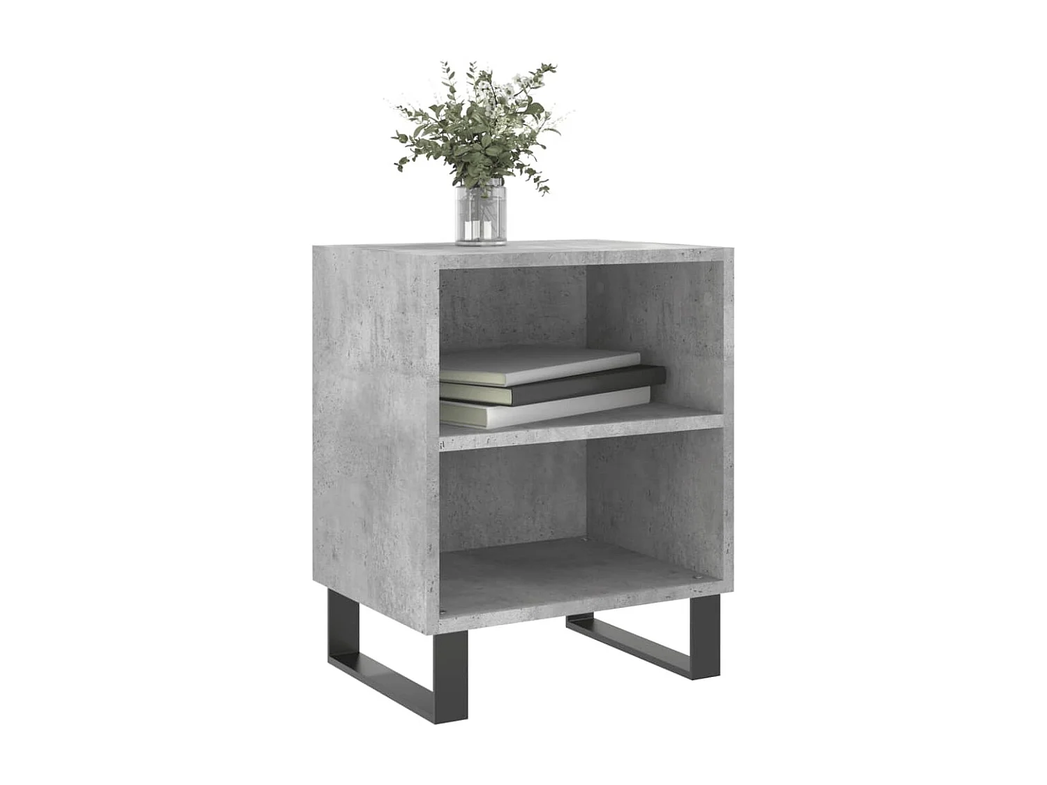 Nachttisch 2er Set-Beistelltisch-Nachttischkommode Betongrau 40x30x50 cm Holzwerkstoff SHL79666