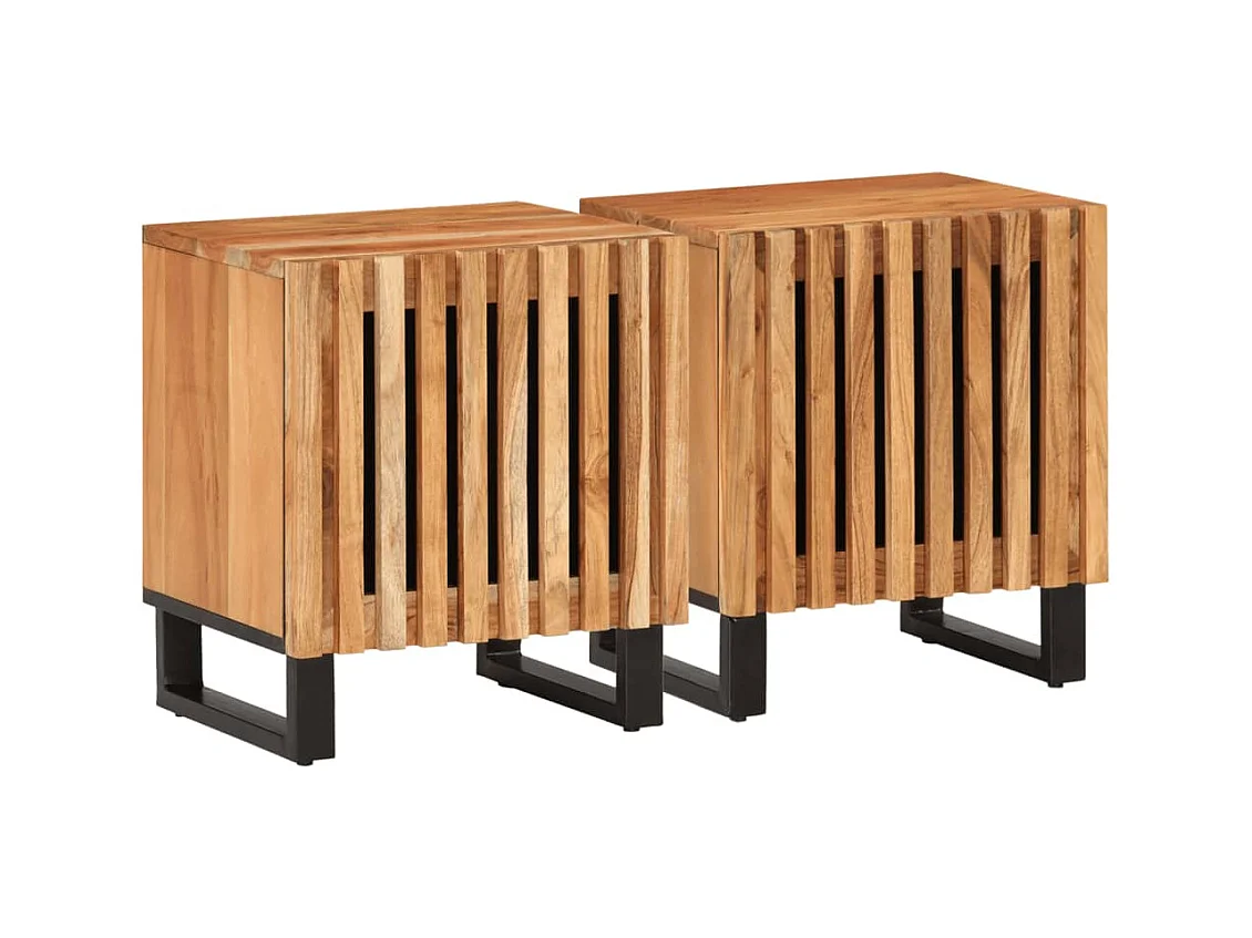 Mesa de Cabeceira | Criado-mudo Moderno 2 peças 40x34x46 cm madeira de acácia maciça