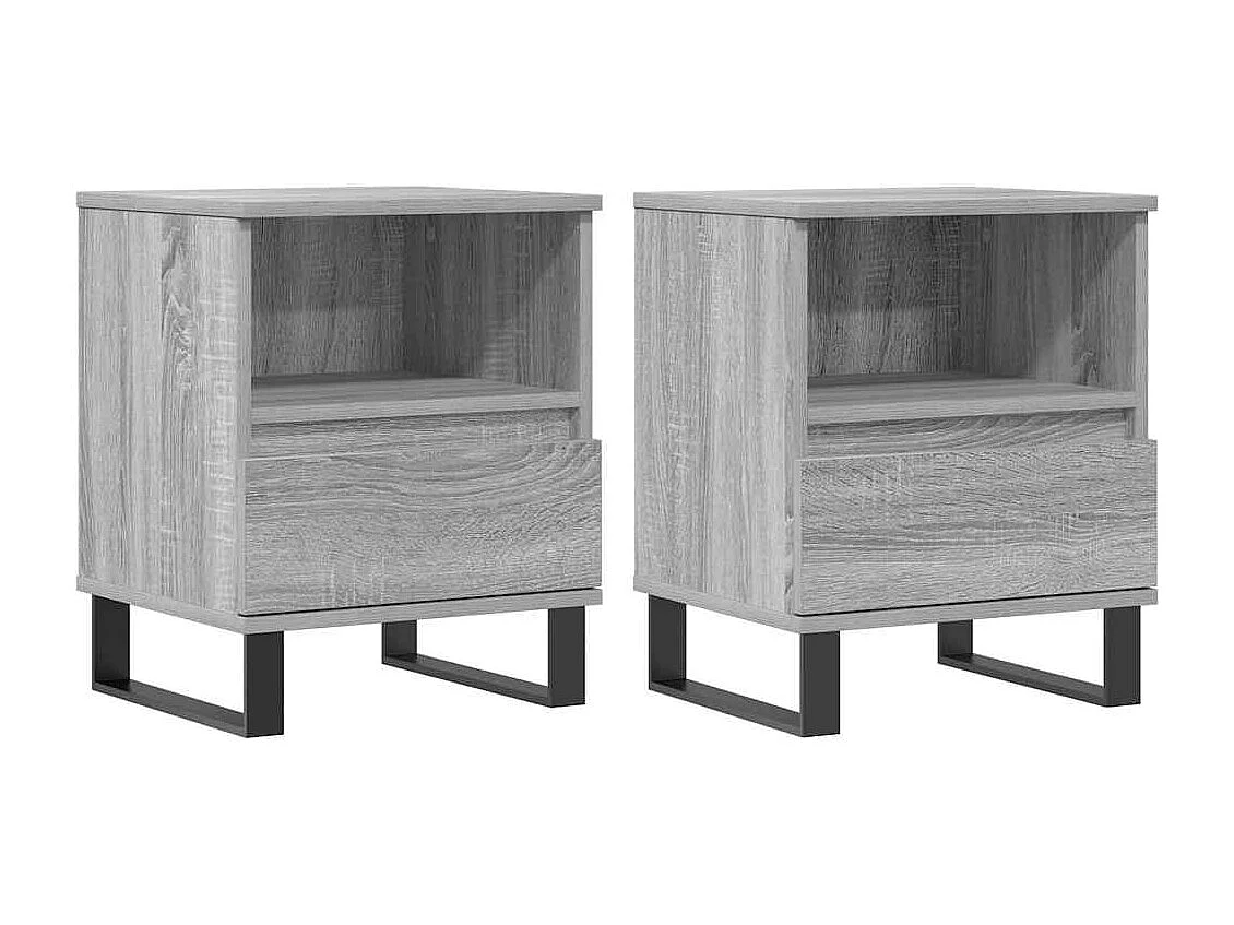 Mesita de noche | Mesilla de noche 2 uds. madera ingeniería gris Sonoma 40x35x50 cm