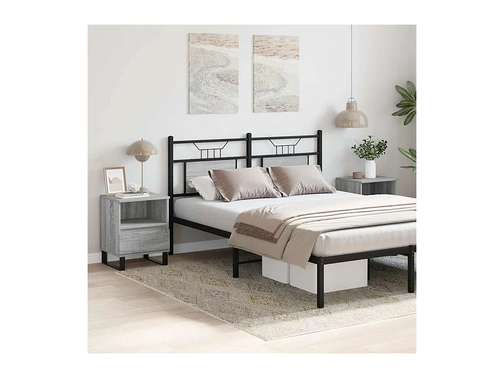 Mesita de noche | Mesilla de noche 2 uds. madera ingeniería gris Sonoma 40x35x50 cm