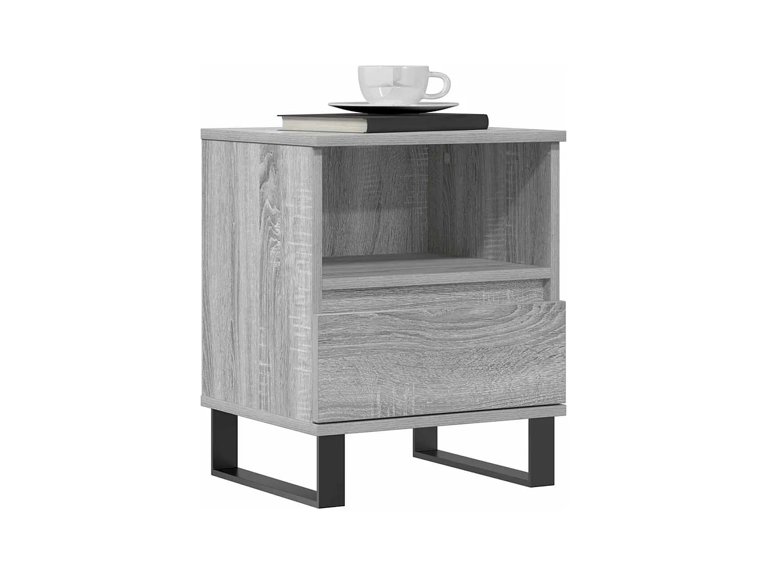 Mesita de noche | Mesilla de noche 2 uds. madera ingeniería gris Sonoma 40x35x50 cm