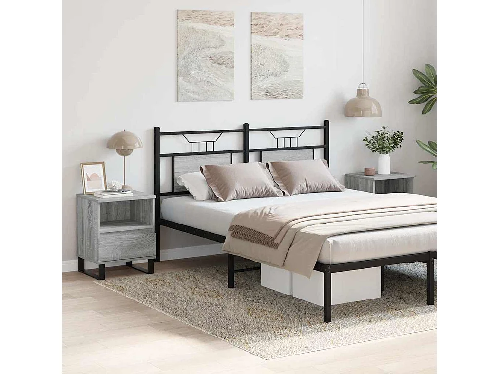 Nachttisch 2er Set-Beistelltisch-Nachttischkommode Grau Sonoma 40x35x50 cm Holzwerkstoff SHL15282