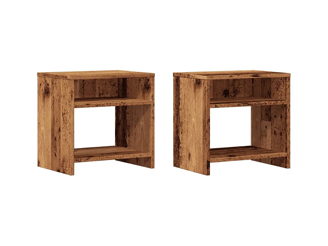 Mesitas de noche | Mesilla de noche 2 uds madera ingeniería envejecida 40x30x40 cm