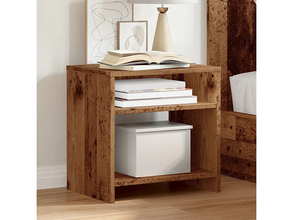 Nachttisch 2er Set-Beistelltisch-Nachttischkommode Altholz-Optik 40x30x40 cm Holzwerkstoff SHL27923