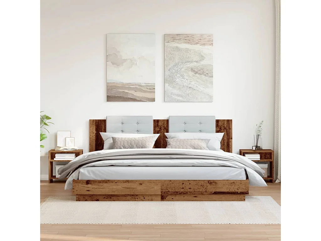 Nachttisch 2er Set-Beistelltisch-Nachttischkommode Altholz-Optik 40x30x40 cm Holzwerkstoff SHL27923