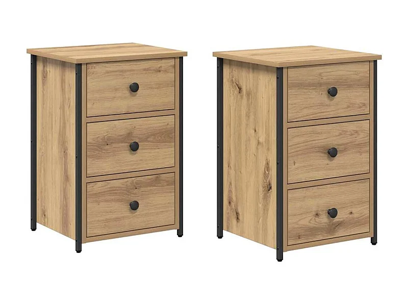 Mesita de Noche | Armario de Noche 2 uds con cajón Roble artisan