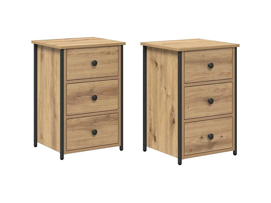 Mesita de Noche | Armario de Noche 2 uds con cajón Roble artisan