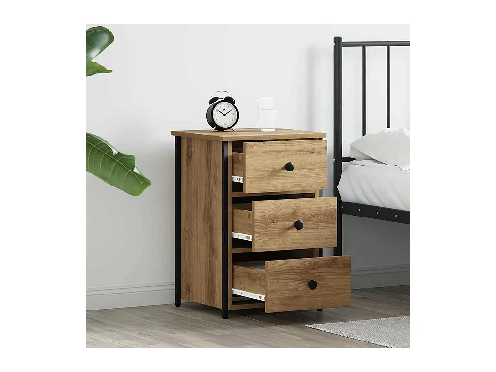 Mesita de Noche | Armario de Noche 2 uds con cajón Roble artisan