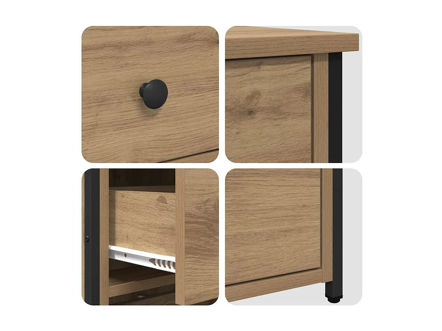 Mesita de Noche | Armario de Noche 2 uds con cajón Roble artisan