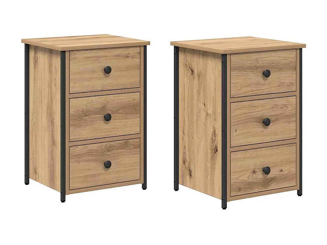 Mesa de Cabeceira | Criado-mudo Moderno com gaveta 2 Peças carvalho artisiano