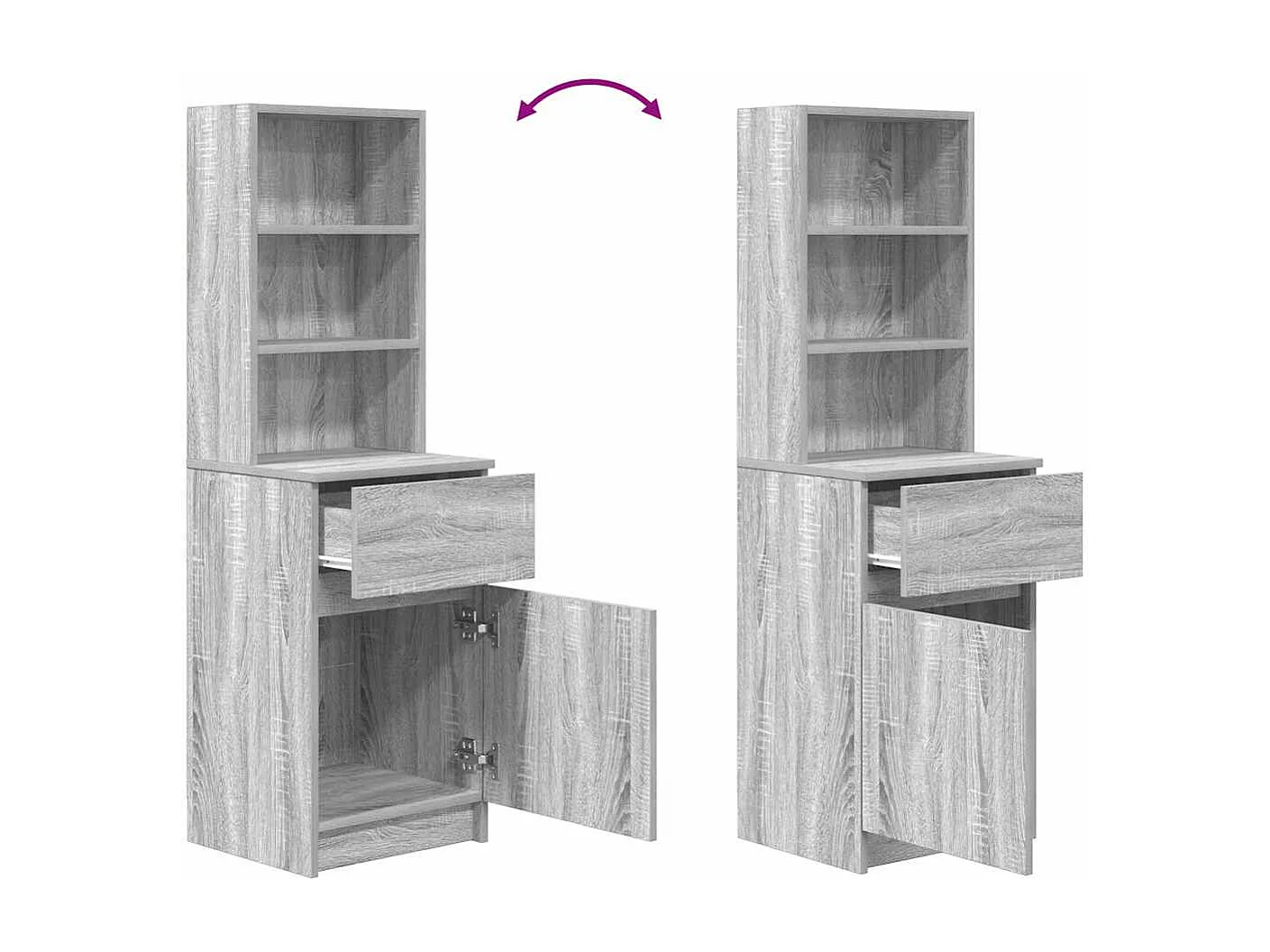 Nachtkastje | Bijzettafel Modern | Opbergkastje 39x35x125 cm bewerkt hout grijs sonoma eikenkleurig