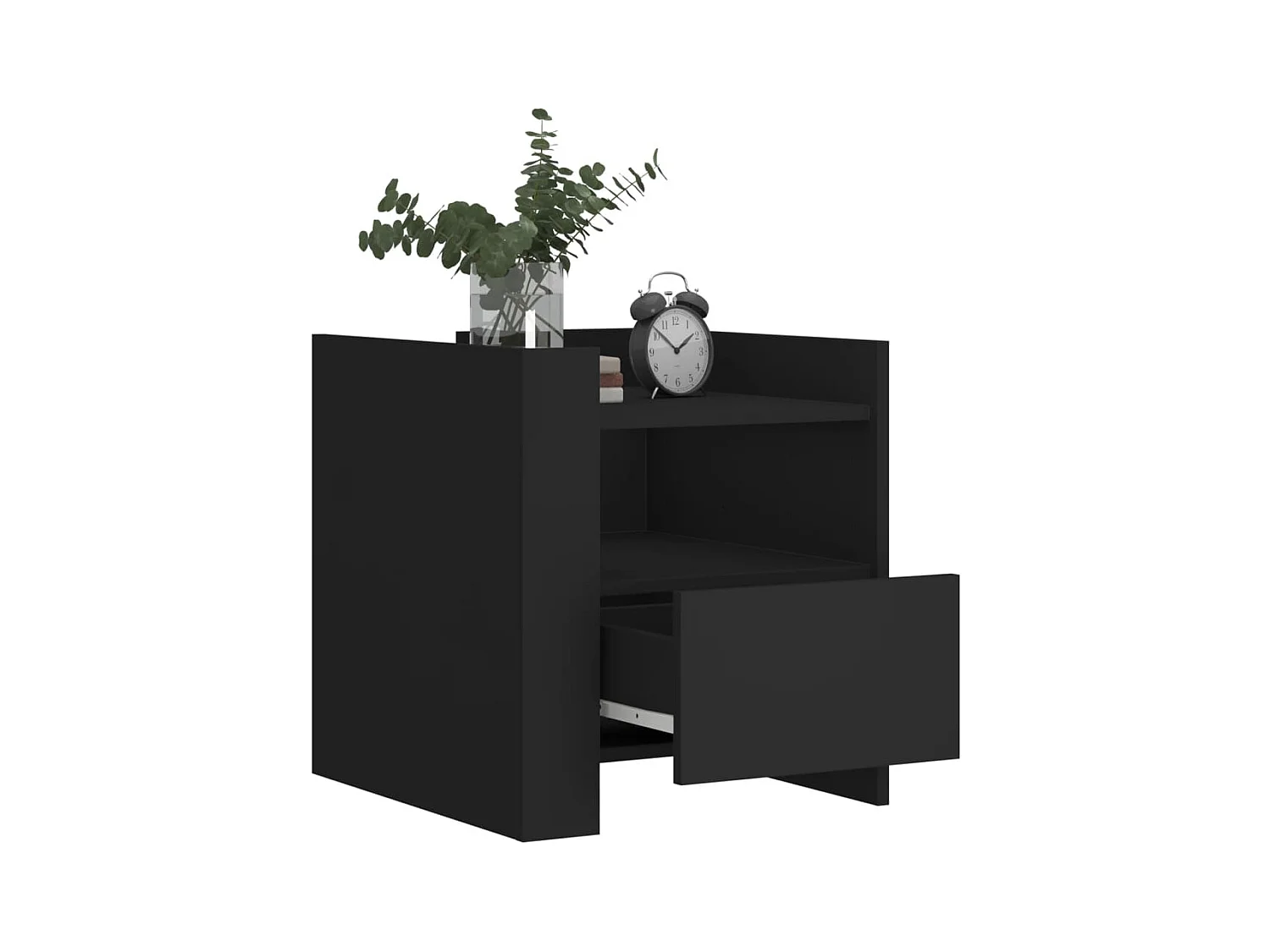 Mesita de noche | Mesilla de noche madera de ingeniería negro 45x50x50 cm