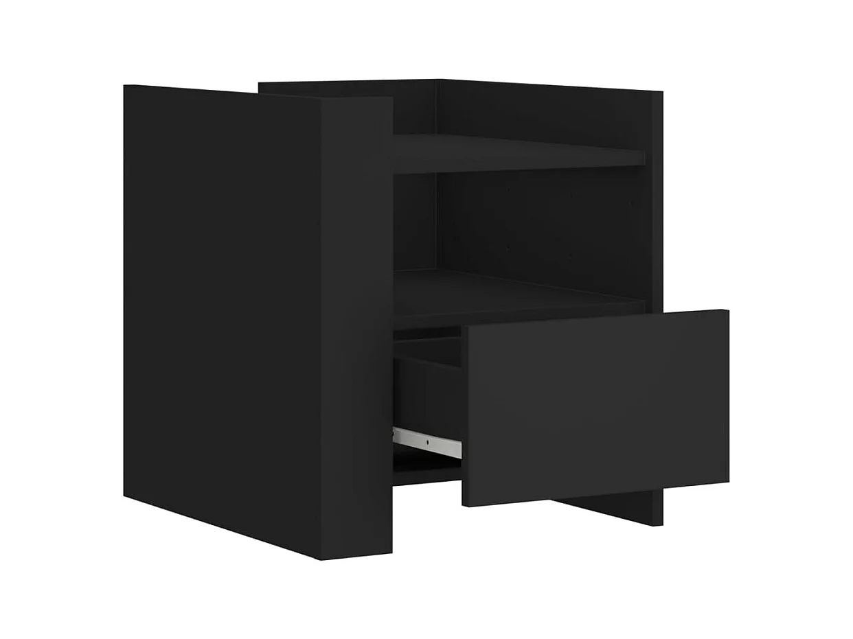 Mesita de noche | Mesilla de noche madera de ingeniería negro 45x50x50 cm