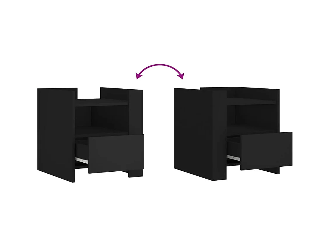 Mesita de noche | Mesilla de noche madera de ingeniería negro 45x50x50 cm
