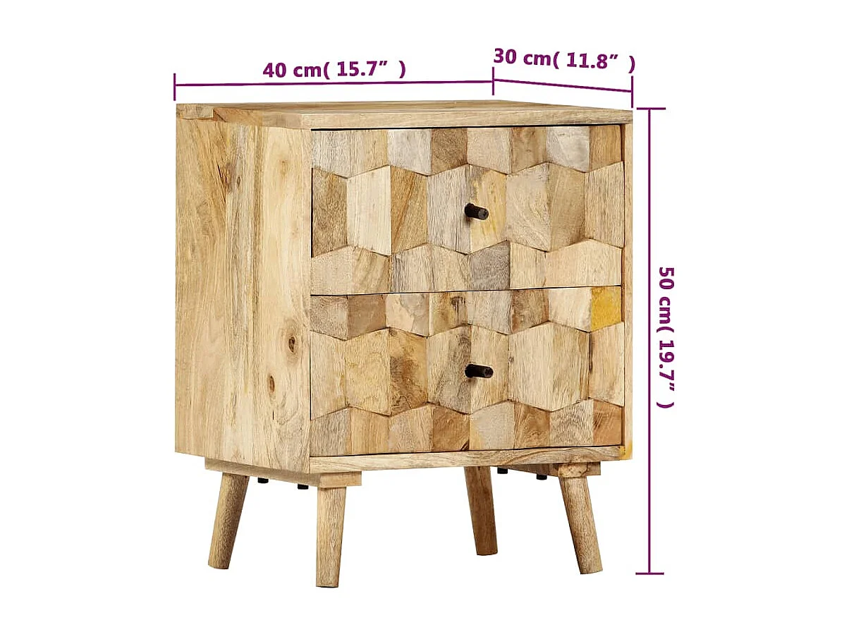 Nachttisch-Beistelltisch 40x30x50 cm Massivholz Mango SHL95552